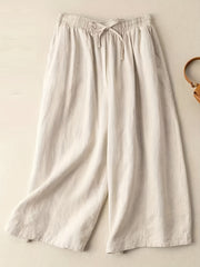 Wide Leg Drawstring Capris Pants for Women