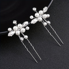 Faux Pearl & Rhinestone Hair Pin Wedding Accessory