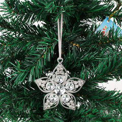 1pc Rhinestone Flower Christmas Tree Pendant Metal Decoration Supplies
