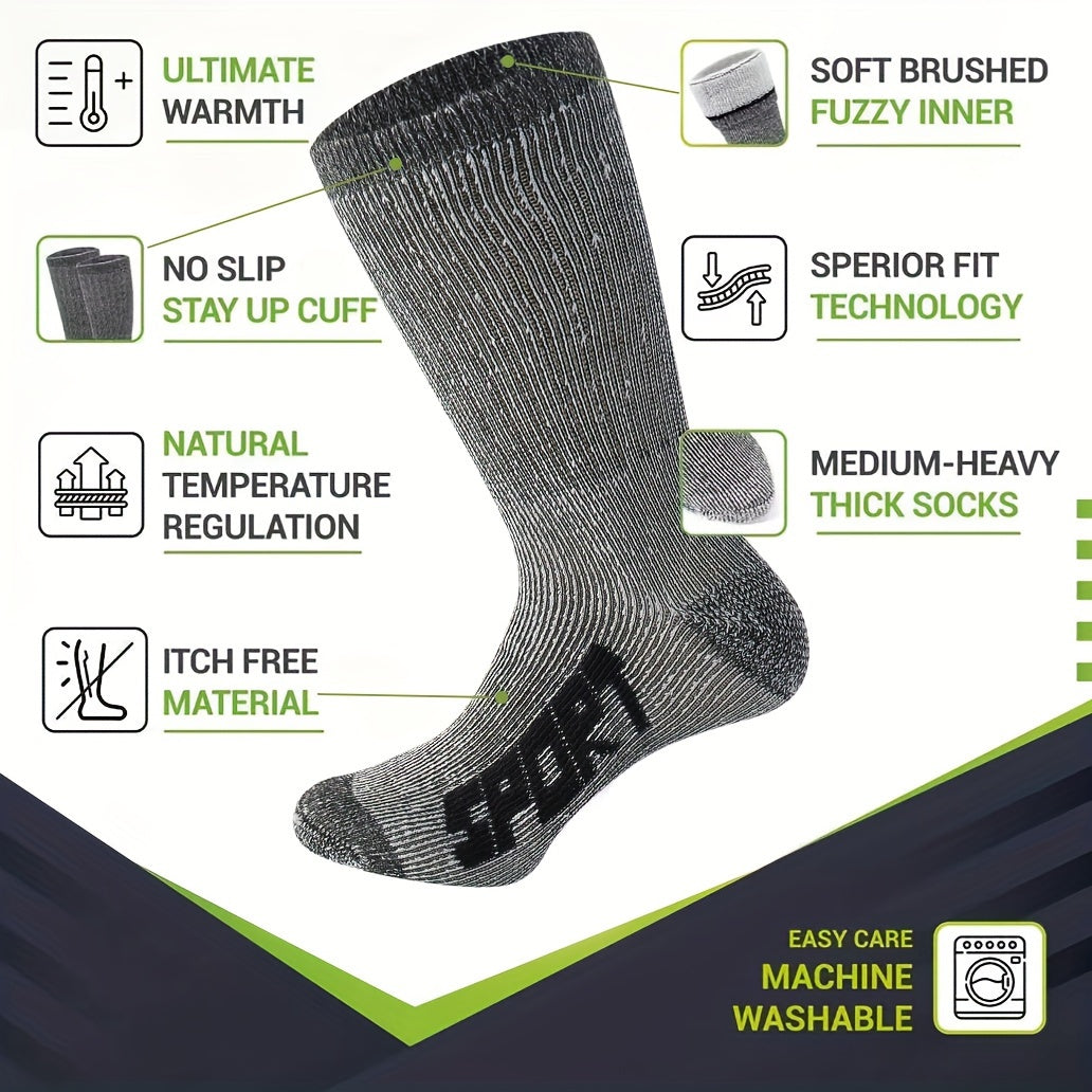 3 Pairs Men's Athletic Wool Socks Shock Absorption Outdoor Sports Hiking Socks