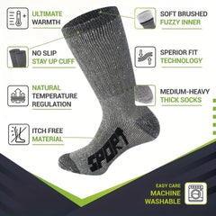 3 Pairs Men's Athletic Wool Socks Shock Absorption Outdoor Sports Hiking Socks