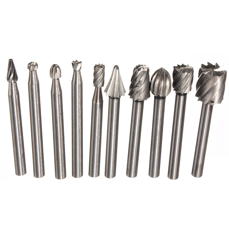 10pcs PMMJ Carving Bits Set for Rotary Tool Accessories 1/8in 3mm