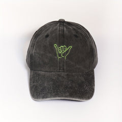 Distressed Embroidery Baseball Cap Gray Washed Unisex Dad Hat
