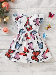 Baby Girls Butterfly Dress Ruffled Sleeves Princess Dresses