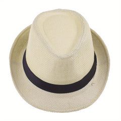 Men's Straw Hat Jazz Hat Summer Sunshade Straw Hat Outdoor Sun Hat