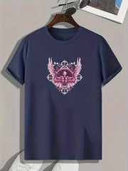 Skull Pattern Print Men's Sports T-shirt - Fitness Tee for Outdoor Activities