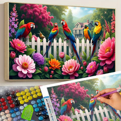 Floral & Parrot 5D Diamond Art Kit for Adults - Perfect Gift