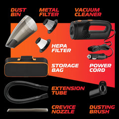 Portable Car Vacuum Cleaner Wet & Dry Cleaning 12V DC 16 Ft Cord & Bag