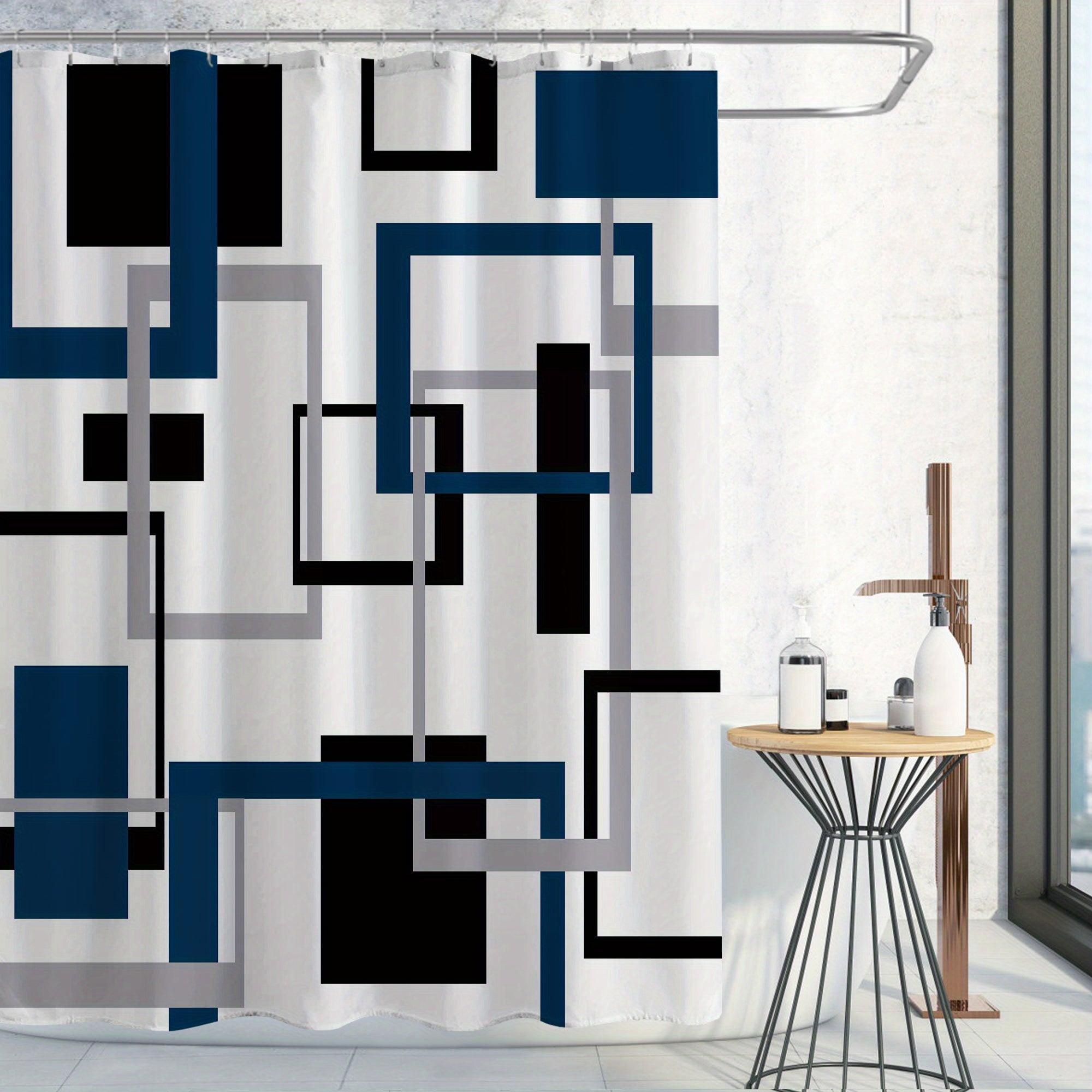Mid Century Modern Geometric Shower Curtain Set