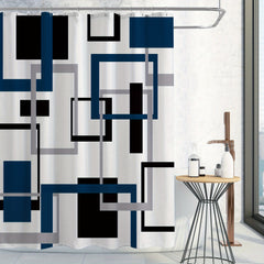 Mid Century Modern Geometric Shower Curtain Set