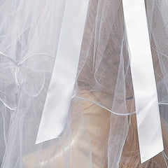 Short Satin Bow Knot Bridal Veil with Comb