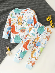 Boys Monster Pajamas Set Long Sleeves Cozy Homewear