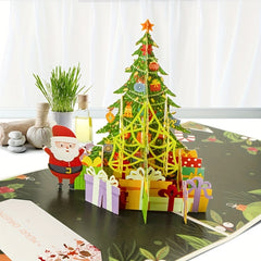 Merry Christmas Tree Popup Card With Note & Envelope