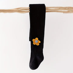 Girls Cartoon Flower Ribbed Pantyhose Soft Comfortable Socks Leggings