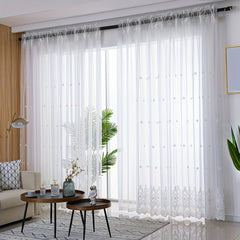 Pastoral Style Embroidered Sheer Curtain