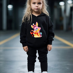 Girls 2pc Rabbit Pattern Hooded Sweatshirt and Sweatpants Set