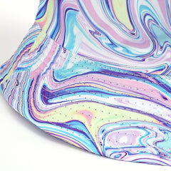Purple Tie Dye Print Bucket Hat Lightweight Sunshade Fish