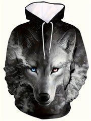Wolf 3D Print Hoodies Men Graphic Hoodie Kangaroo Pocket Loose Hooded Pullover