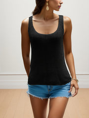 Solid Crew Neck Knitted Tank Top Sleeveless Casual Summer Women's Top