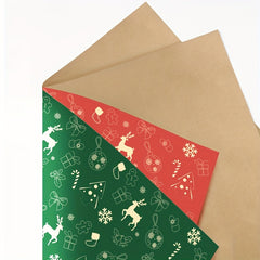 5pcs Christmas Gift Wrapping Paper, Santa Reindeer Snowman Pattern