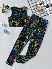 Luminous Tie Dye Printed Sports Tank Top Glow In The Dark Graphic