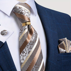 Men's Striped Silk Tie Set Business Wedding Gift