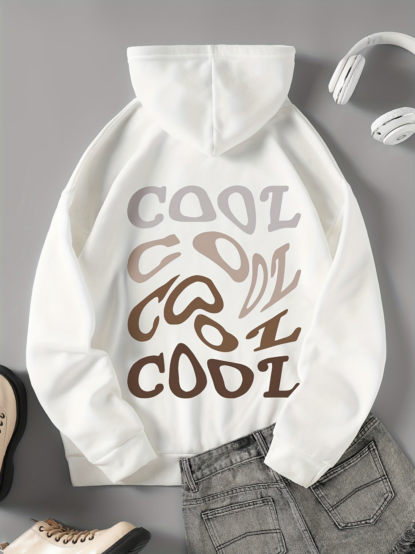 Colorful Letter Print Casual Sweater Hooded Sweatshirt