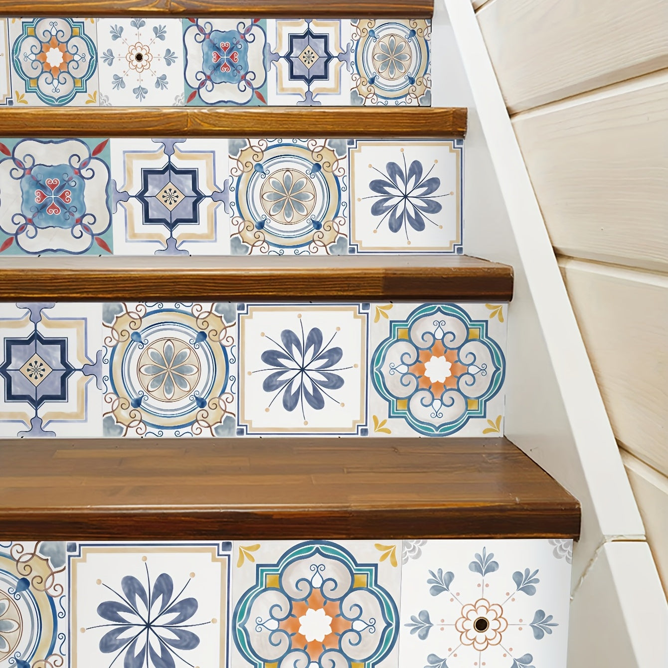 Moroccan Geometric Pattern Stair Decal Waterproof Self-adhesive Wallpaper