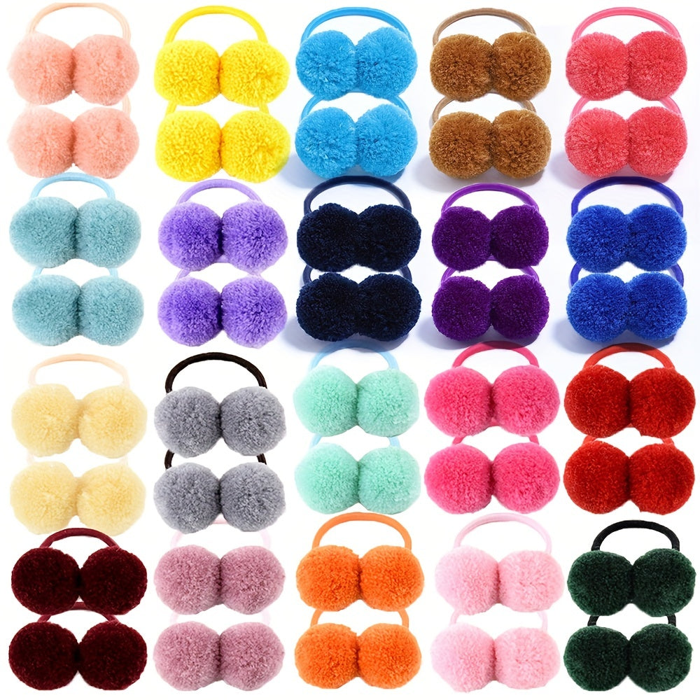 40pcs Girls Plush Ball Hair Tie Ponytail Holders Scrunchies