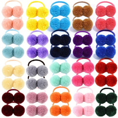 40pcs Girls Plush Ball Hair Tie Ponytail Holders Scrunchies