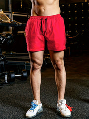 Men's Breathable Solid Shorts With Pockets Summer Drawstring Elastic Waist