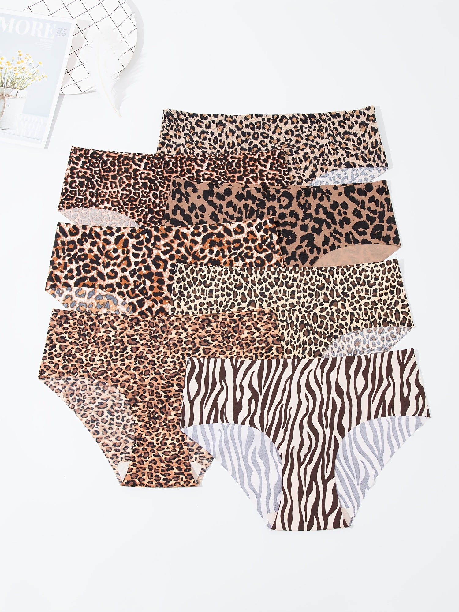 7pcs Seamless Leopard Briefs Stretchy Intimates Panties