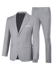 Men's 3-Piece Two-Button Jacket & Vest & Pants Suit Set