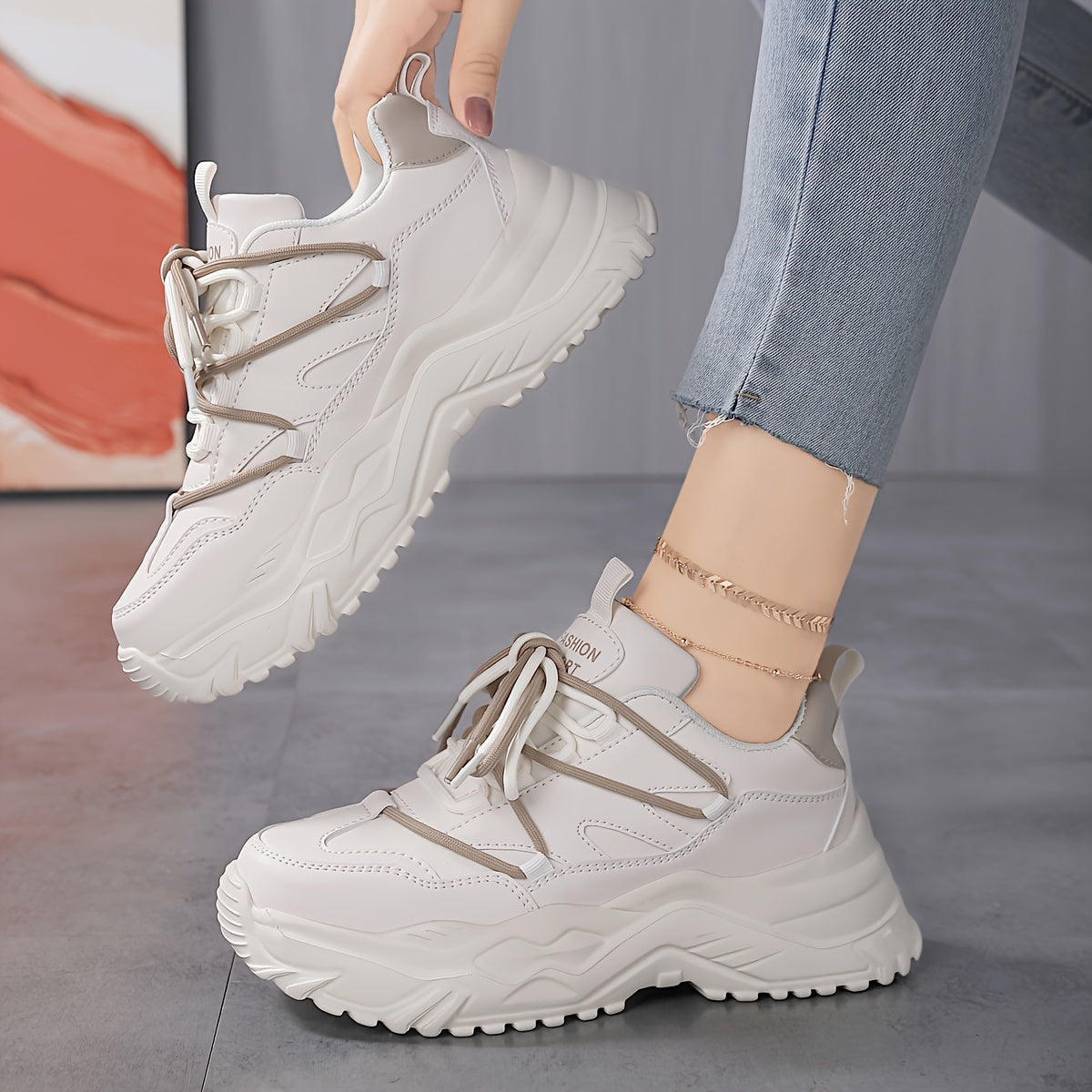 Women's Thick-Soled Running Shoes Comfortable Lightweight Sneakers