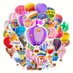 50pcs Rainbow Hot Air Balloon Stickers for Laptop Helmet Desktop