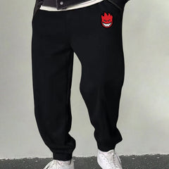 Men's Cartoon Flame Print Joggers Sweatpants