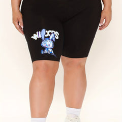 Casual Shorts Women's Bear Print High Rise