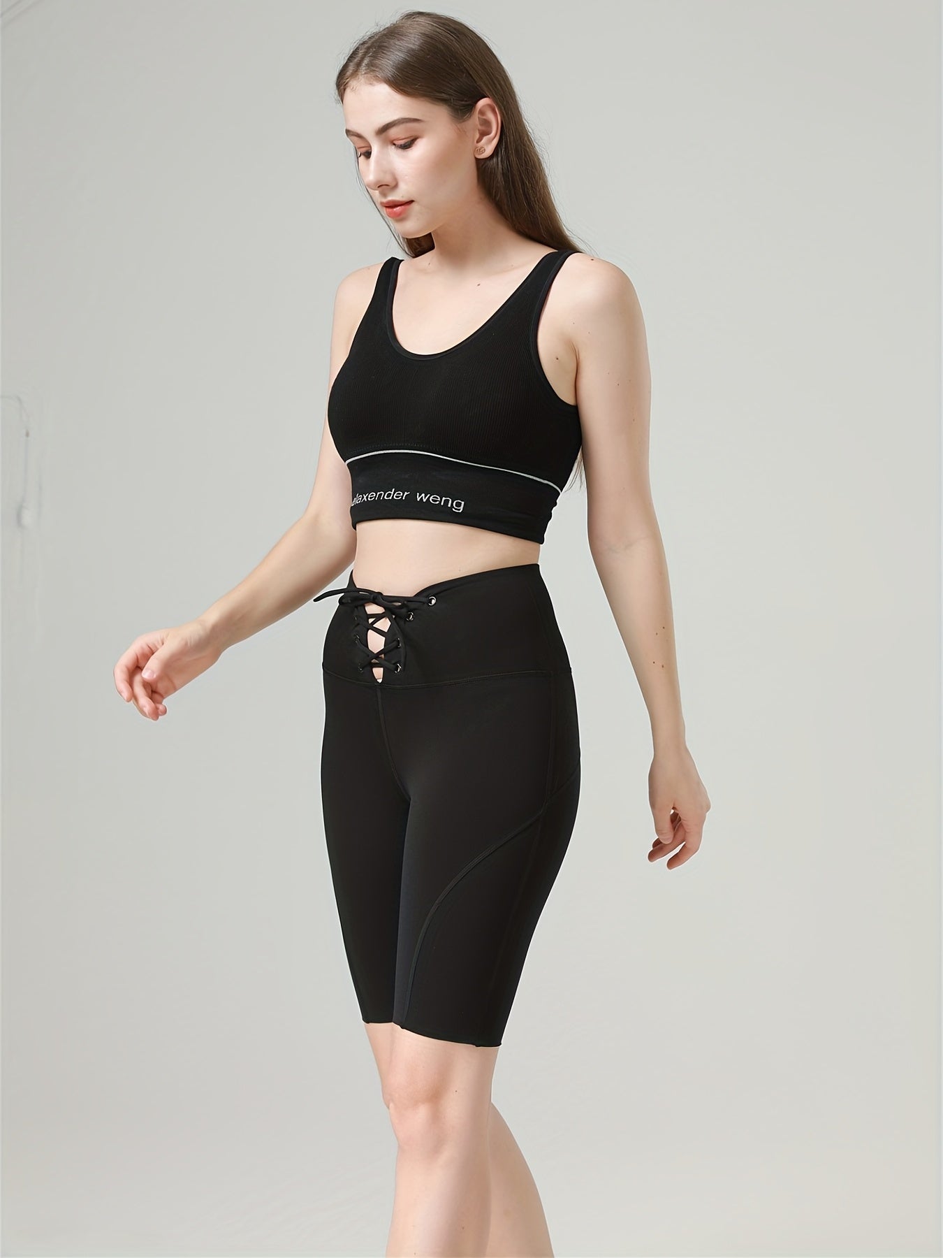High Waist Sports Shorts Lace up Yoga Running Cycling