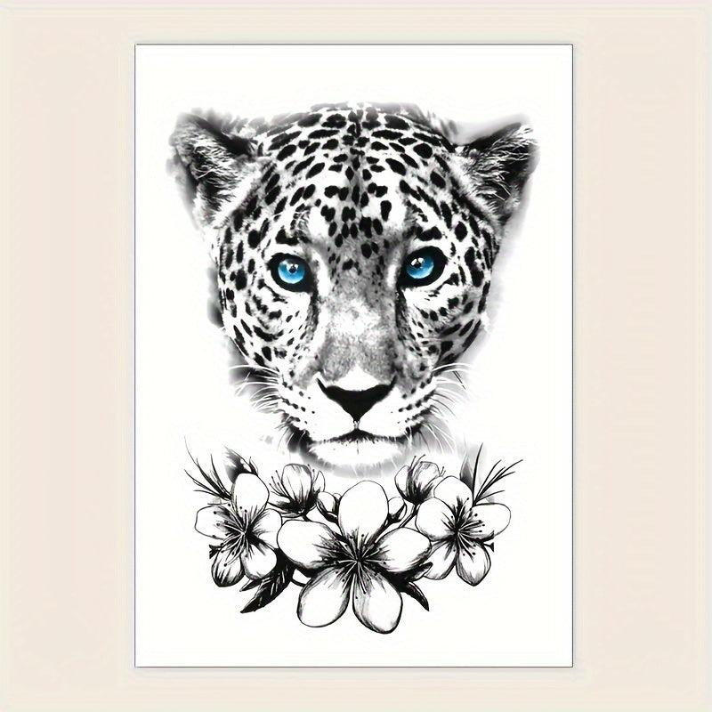 Waterproof Leopard & Flower Temporary Tattoo Sticker