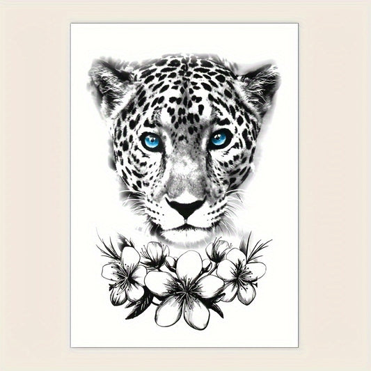 Waterproof Leopard & Flower Temporary Tattoo Sticker