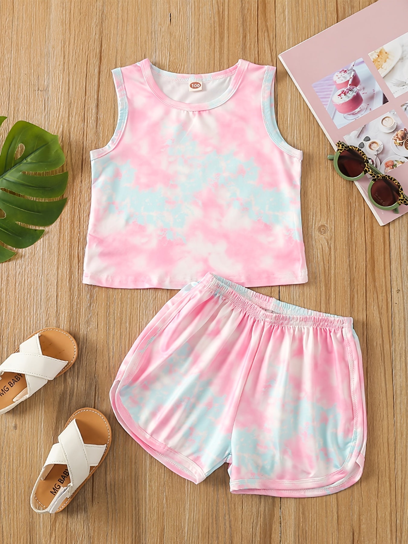 Girls Tie Dye Tank Top & Shorts Set for Summer Party