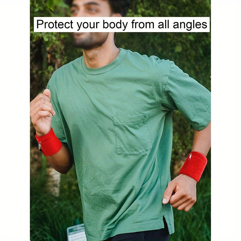 Multifunctional Wrist Protector for Sports Running Fitness with Zipper Pocket