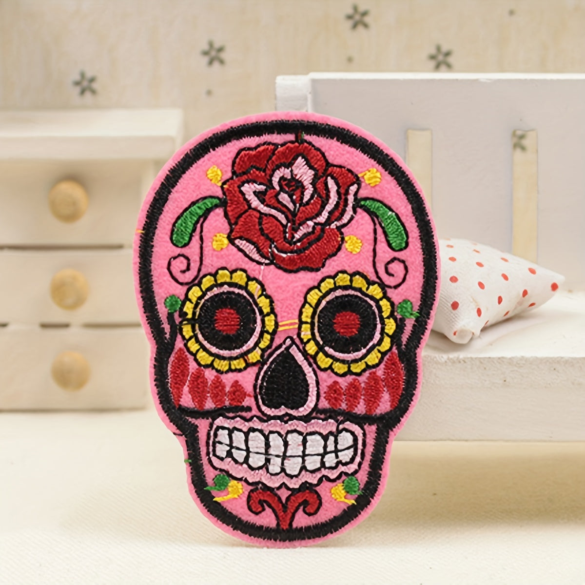 5pcs Iron On SUGAR SKULL Embroidery Patch Applique DIY Clothes Sewing