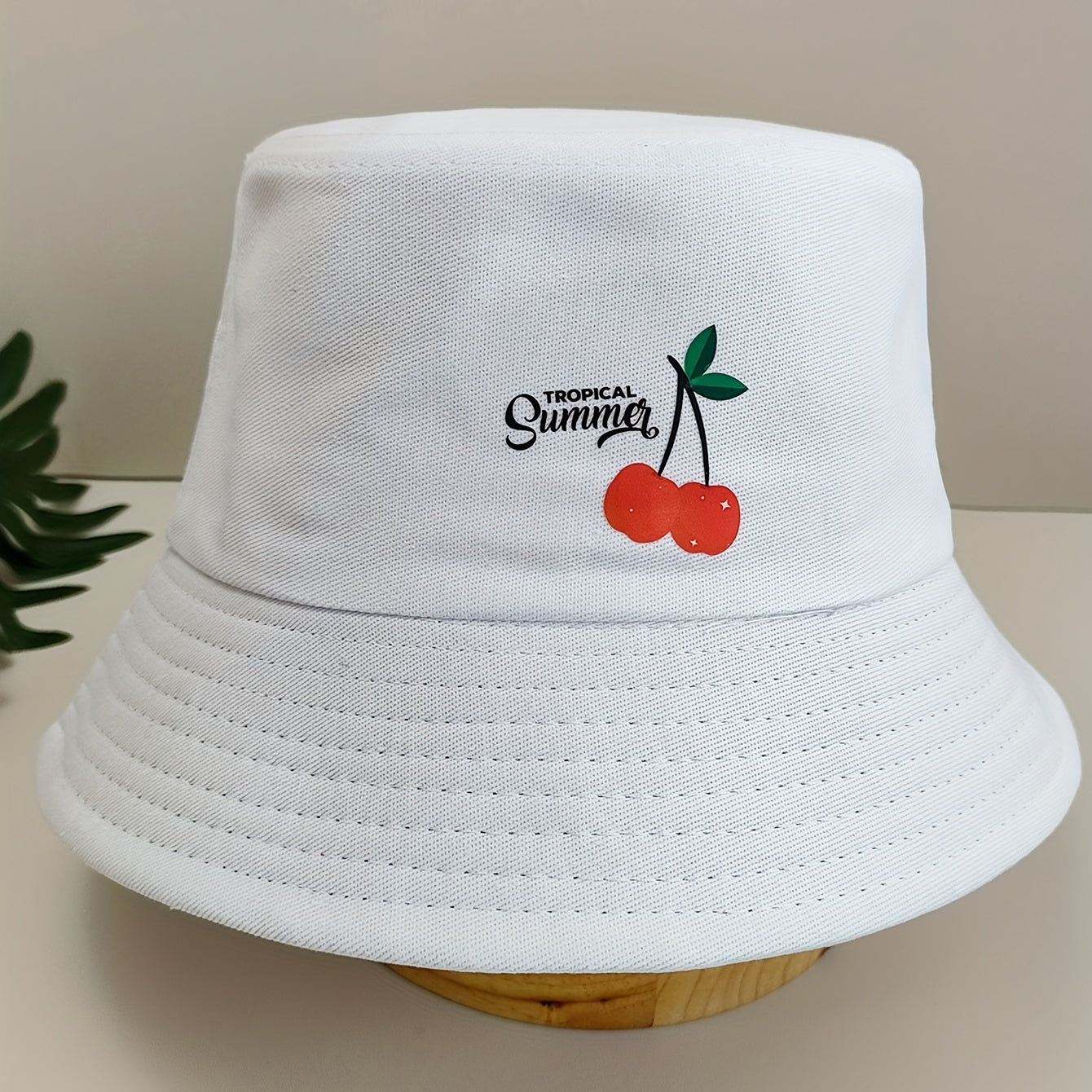 Cherry Print Bucket Hat Lightweight Sun Shade Cap Women