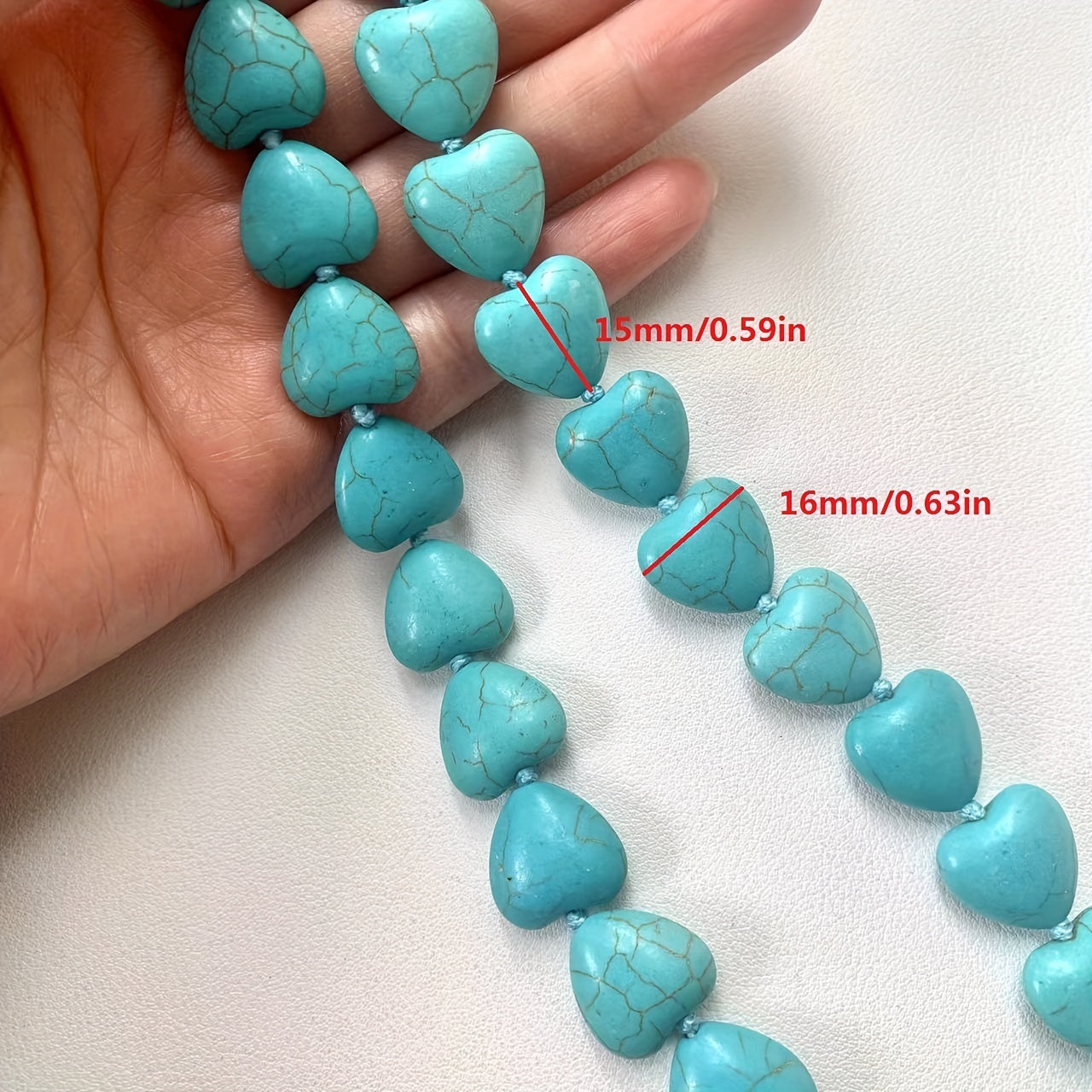 15pcs Heart Shaped Turquoise Beads DIY Loose Stone Jewelry Making