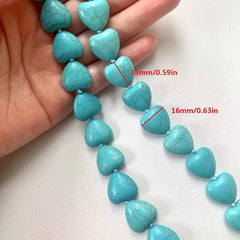 15pcs Heart Shaped Turquoise Beads DIY Loose Stone Jewelry Making