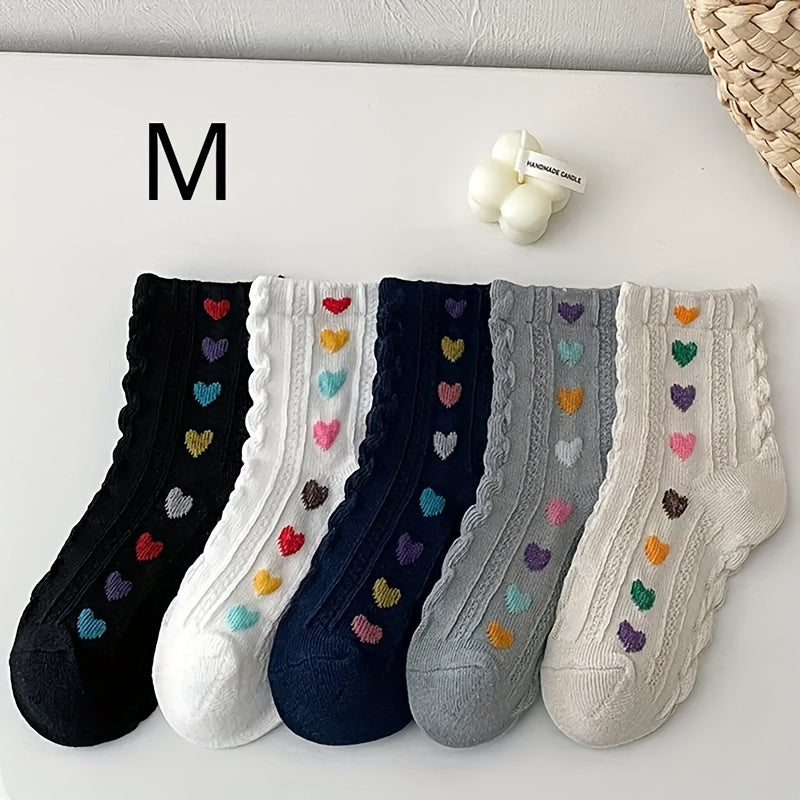 5 Pairs Baby Cartoon Socks Love Pattern Autumn Comfortable Children's Socks