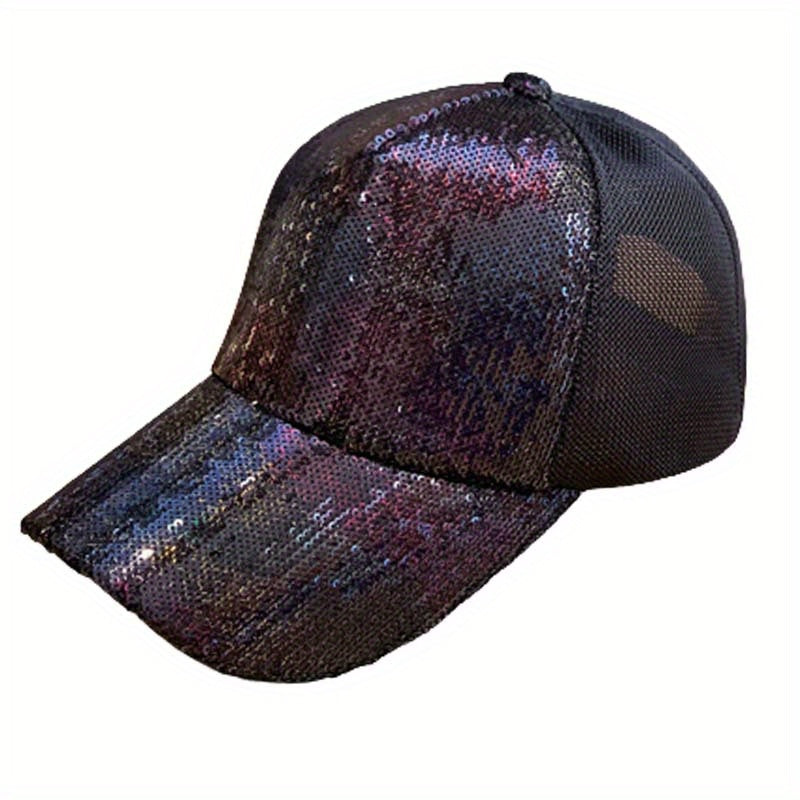 Sequin Hip Hop Baseball Cap Trucker Hat For Women