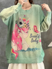 Floral Unicorn & Butterfly Print Long Sleeve Pullover Jumper