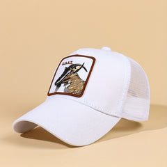 Goat Patch Embroidery Baseball Cap Mesh Trucker Hat Adjustable Unisex Sunscreen